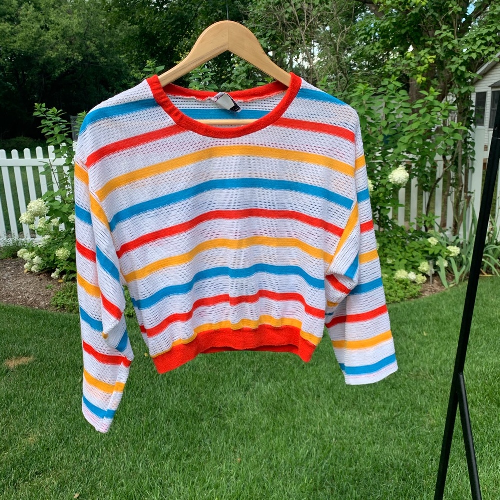 See through vintage striped top